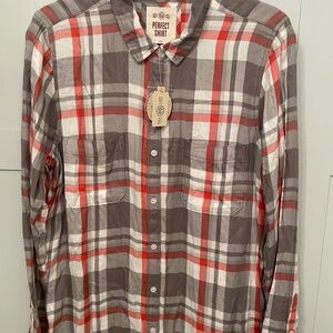 Women's Plaid Button Down - Red and Gray